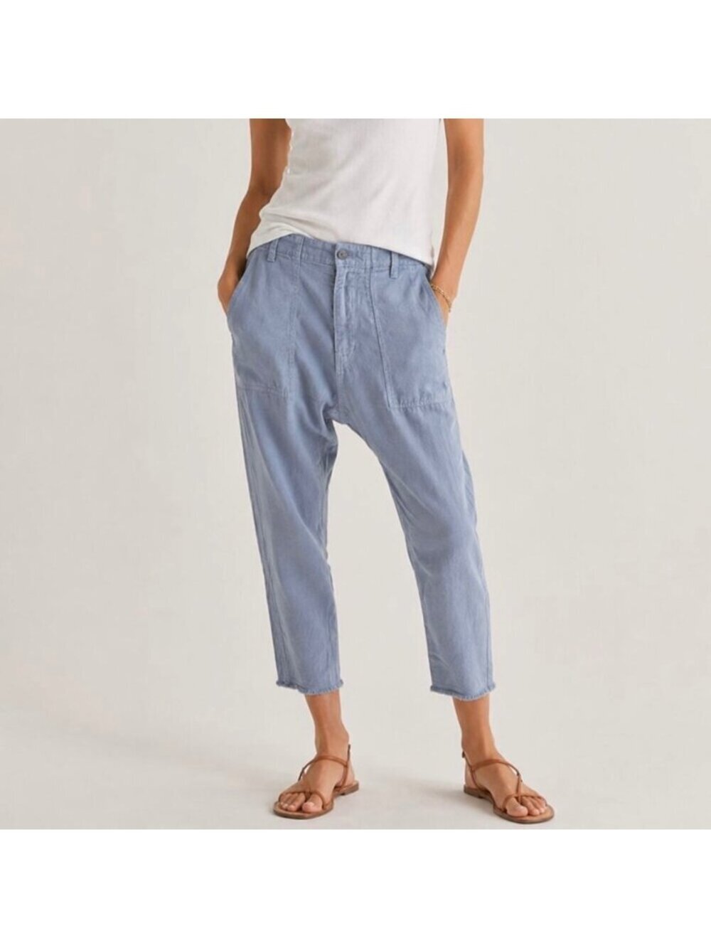 Nili Lotan Luna Pant 0 Crop Chino Minimalist Lagenlook Boho Casual Designer